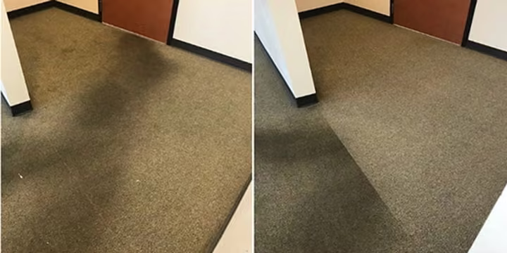 Commercial carpet before and after cleaning