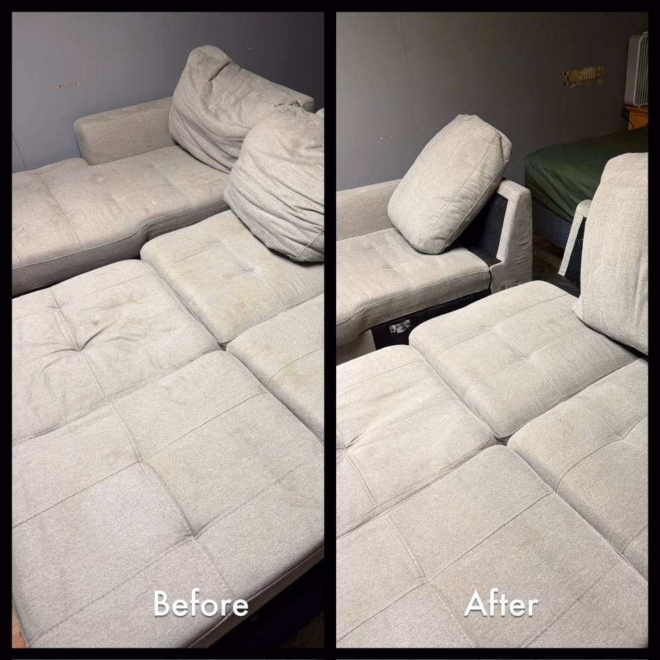 Before and after sectional sofa cleaning — local work in the Lehigh Valley